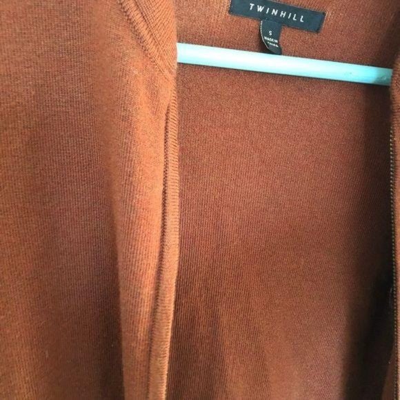 Twinhill wool bend burnt orange full zip up cardigan knit fall sweater sz Small - Picture 4 of 6
